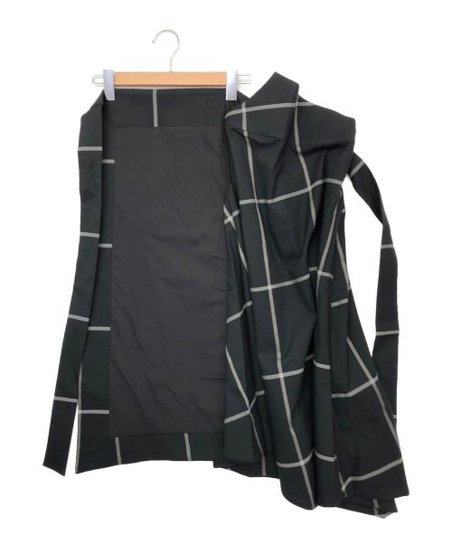 Mila Owen（ミラオーウェン）Mila Owen (ミラオーウェン) ウエストリボンラップデザインスカート ブラックの古着・服飾アイテム