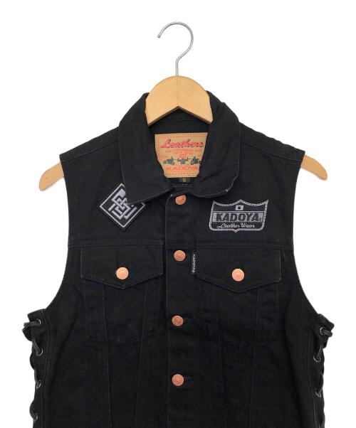 KADOYA LEATHERS（KADOYA LEATHERS）KADOYA LEATHERS (KADOYA LEATHERS) デニムベスト ブラック サイズ:Sの古着・服飾アイテム