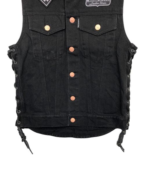 KADOYA LEATHERS（KADOYA LEATHERS）KADOYA LEATHERS (KADOYA LEATHERS) デニムベスト ブラック サイズ:Sの古着・服飾アイテム