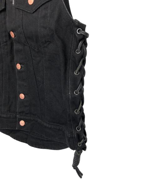 KADOYA LEATHERS（KADOYA LEATHERS）KADOYA LEATHERS (KADOYA LEATHERS) デニムベスト ブラック サイズ:Sの古着・服飾アイテム