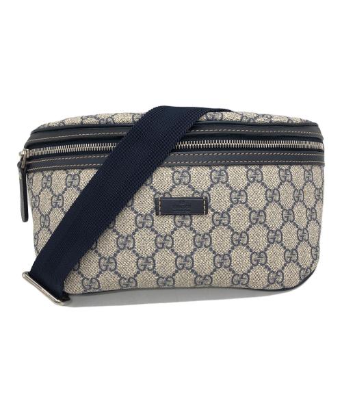 GUCCI（グッチ）GUCCI (グッチ) GGスプリーム　ウエストバッグ ベージュ×ネイビーの古着・服飾アイテム