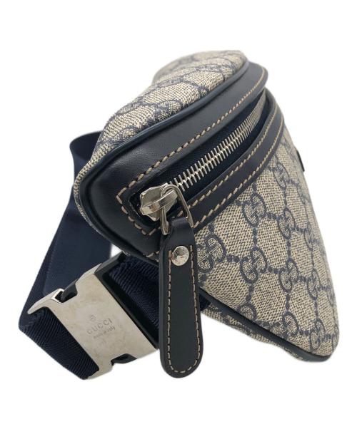 GUCCI（グッチ）GUCCI (グッチ) GGスプリーム　ウエストバッグ ベージュ×ネイビーの古着・服飾アイテム