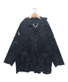 Ameri（アメリ）の古着「UND SCALLOPE EMBROIDERY OVERSIZE SHIRT」｜ブラック