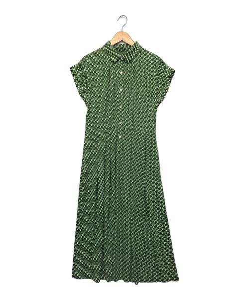 MACKINTOSH LONDON（マッキントッシュ ロンドン）MACKINTOSH LONDON (マッキントッシュ ロンドン) レインドロッププリントワンピース グリーン サイズ:40の古着・服飾アイテム