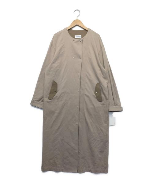 HUMAN WOMAN（ヒューマンウーマン）HUMAN WOMAN (ヒューマンウーマン) ノーカラーコート ベージュ サイズ:Mの古着・服飾アイテム