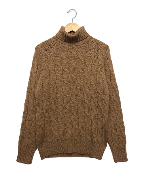 GRAN SASSO（グランサッソ）GRAN SASSO (グランサッソ) ハイネックケーブルニット　厚手ニット ブラウン サイズ:不明の古着・服飾アイテム