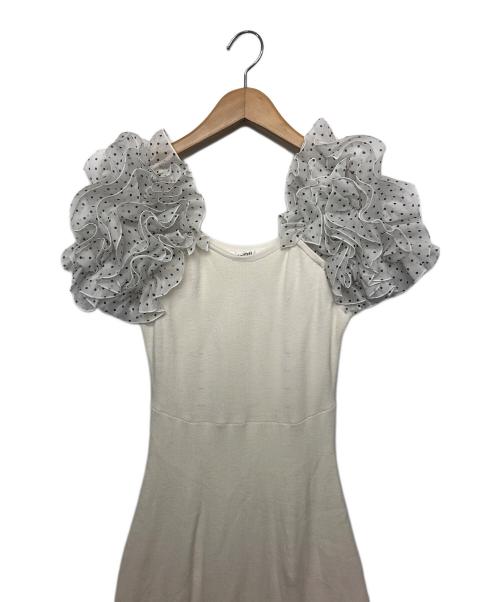 Snidel（スナイデル）Snidel (スナイデル) イントリケートフリルコンビニットワンピ ホワイト サイズ:FREEの古着・服飾アイテム