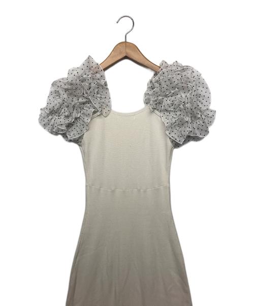 Snidel（スナイデル）Snidel (スナイデル) イントリケートフリルコンビニットワンピ ホワイト サイズ:FREEの古着・服飾アイテム