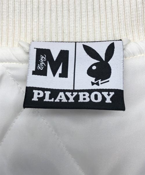 PLAY BOY（プレイボーイ）PLAY BOY (プレイボーイ) MR.ENJOY DA MONEY (ミスター エンジョイ ダ マネー) スタジャン ホワイト サイズ:Lの古着・服飾アイテム