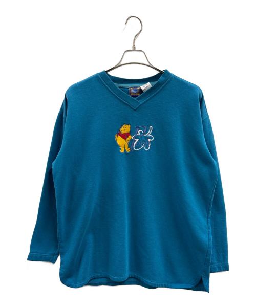 くまのプーさん（プーサン）くまのプーさん (プーサン) Vネックスウェット スカイブルー サイズ:XLの古着・服飾アイテム