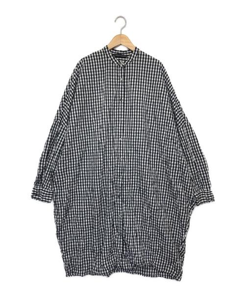 mizuiro-ind（ミズイロインド）mizuiro-ind (ミズイロインド) シャツワンピース ブラック×ホワイト サイズ:FREEの古着・服飾アイテム