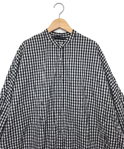 mizuiro-ind（ミズイロインド）mizuiro-ind (ミズイロインド) シャツワンピース ブラック×ホワイト サイズ:FREEの古着・服飾アイテム