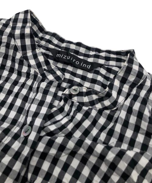 mizuiro-ind（ミズイロインド）mizuiro-ind (ミズイロインド) シャツワンピース ブラック×ホワイト サイズ:FREEの古着・服飾アイテム