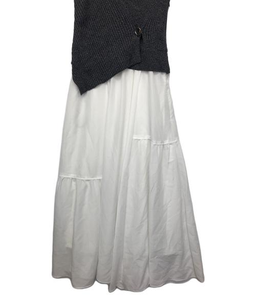 FRAY ID（フレイ アイディー）FRAY ID (フレイ アイディー) ノースリーブ・キャミソールワンピース グレー×ホワイト サイズ:１の古着・服飾アイテム