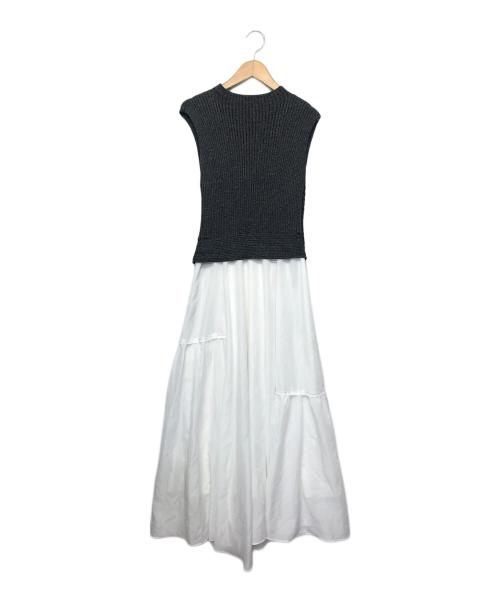 FRAY ID（フレイ アイディー）FRAY ID (フレイ アイディー) ノースリーブ・キャミソールワンピース グレー×ホワイト サイズ:１の古着・服飾アイテム