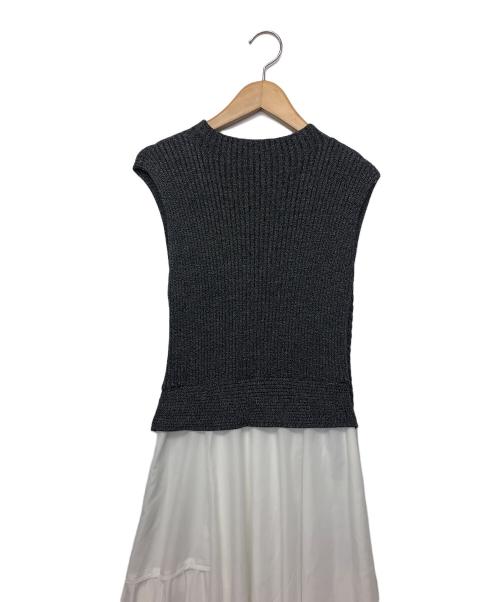 FRAY ID（フレイ アイディー）FRAY ID (フレイ アイディー) ノースリーブ・キャミソールワンピース グレー×ホワイト サイズ:１の古着・服飾アイテム
