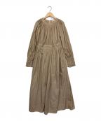 CLANEクラネ）の古着「スクエアスリーブオールインワン」｜ベージュ