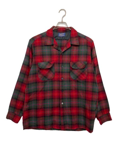 PENDLETON（ペンドルトン）PENDLETON (ペンドルトン) オープンカラーシャツ 50～60s レッド×グリーン サイズ:XLの古着・服飾アイテム