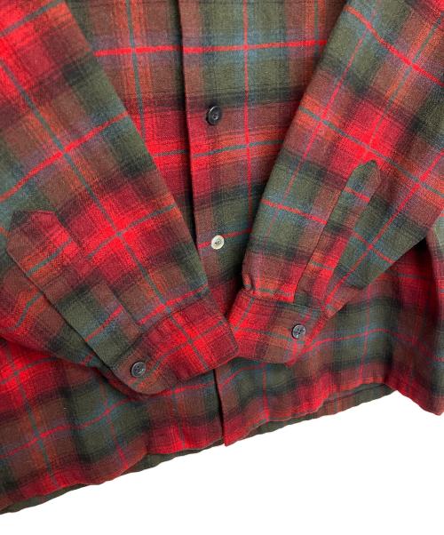 PENDLETON（ペンドルトン）PENDLETON (ペンドルトン) オープンカラーシャツ 50～60s レッド×グリーン サイズ:XLの古着・服飾アイテム