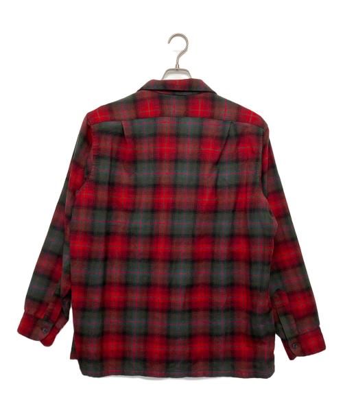 PENDLETON（ペンドルトン）PENDLETON (ペンドルトン) オープンカラーシャツ 50～60s レッド×グリーン サイズ:XLの古着・服飾アイテム