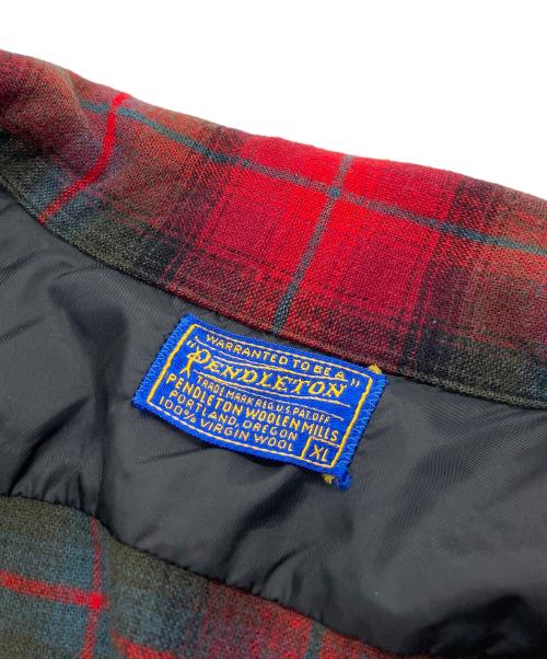 PENDLETON（ペンドルトン）PENDLETON (ペンドルトン) オープンカラーシャツ 50～60s レッド×グリーン サイズ:XLの古着・服飾アイテム