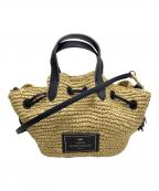 ANYA HINDMARCHアニヤ・ハインドマーチ）の古着「2WAYかごバッグ」｜ベージュ×ネイビー