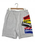 SUPREME×THRASHERシュプリーム×スラッシャー）の古着「ハーフスウェットパンツ」｜グレー