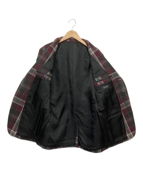 BURBERRY BLACK LABEL（バーバリーブラックレーベル）BURBERRY BLACK LABEL (バーバリーブラックレーベル) ウールジャケット ブラック×レッド サイズ:Lの古着・服飾アイテム