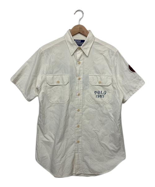 POLO RALPH LAUREN（ポロ・ラルフローレン）POLO RALPH LAUREN (ポロ・ラルフローレン) OCEAN CAMP　半袖シャツ　	刺繍パッチ ホワイト サイズ:Sの古着・服飾アイテム