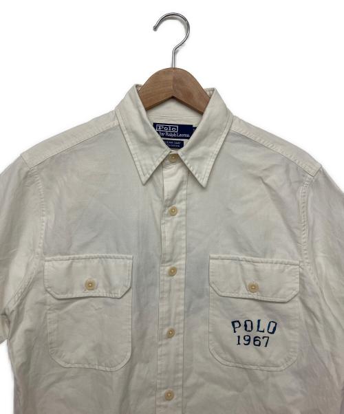 POLO RALPH LAUREN（ポロ・ラルフローレン）POLO RALPH LAUREN (ポロ・ラルフローレン) OCEAN CAMP　半袖シャツ　	刺繍パッチ ホワイト サイズ:Sの古着・服飾アイテム