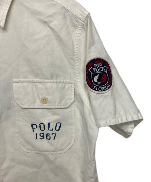 POLO RALPH LAUREN（ポロ・ラルフローレン）POLO RALPH LAUREN (ポロ・ラルフローレン) OCEAN CAMP　半袖シャツ　	刺繍パッチ ホワイト サイズ:Sの古着・服飾アイテム