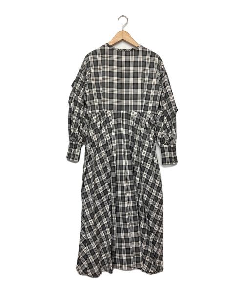 CHESTY（チェスティ）CHESTY (チェスティ) スカラップフリルチェックワンピース　長袖ワンピース グレー サイズ:０の古着・服飾アイテム
