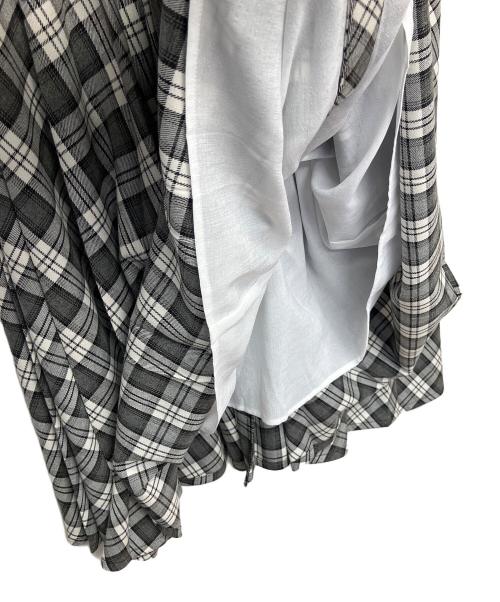 CHESTY（チェスティ）CHESTY (チェスティ) スカラップフリルチェックワンピース　長袖ワンピース グレー サイズ:０の古着・服飾アイテム