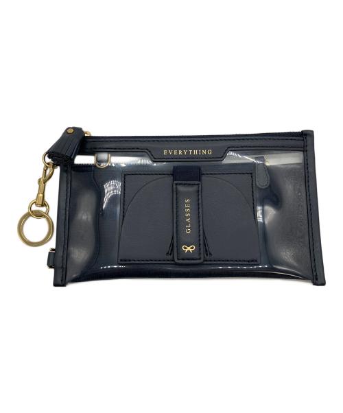 ANYA HINDMARCH（アニヤ・ハインドマーチ）ANYA HINDMARCH (アニヤ・ハインドマーチ) ポーチ クリア×ネイビーの古着・服飾アイテム
