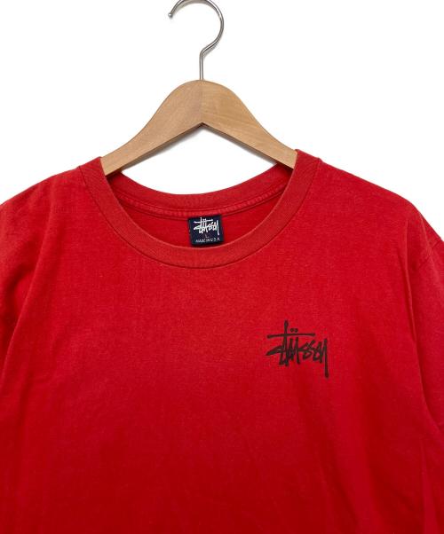 stussy（ステューシー）stussy (ステューシー) 半袖カットソー 90s USA製 レッド サイズ:L　の古着・服飾アイテム