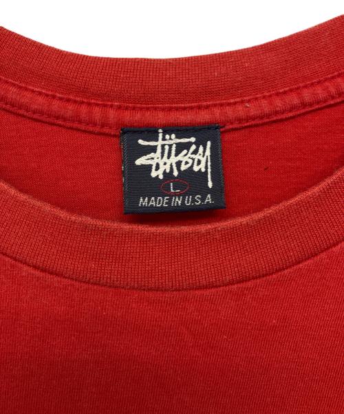 stussy（ステューシー）stussy (ステューシー) 半袖カットソー 90s USA製 レッド サイズ:L　の古着・服飾アイテム