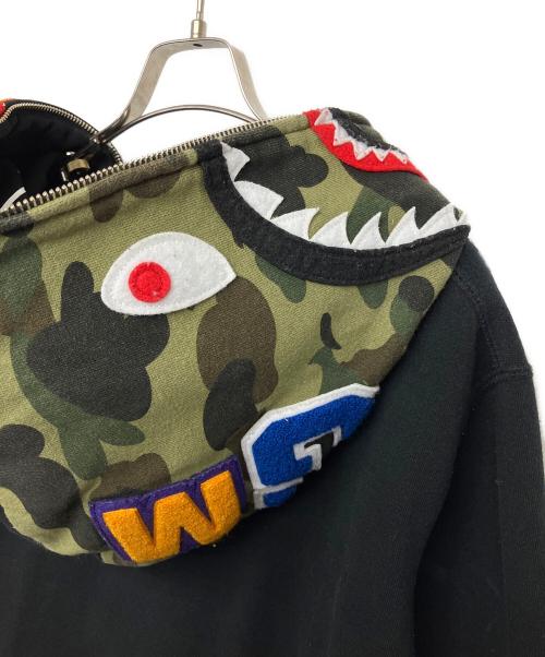 A BATHING APE（ア ベイシング エイプ）A BATHING APE (ア ベイシング エイプ) シャークジップパーカー ブラック サイズ:L　の古着・服飾アイテム