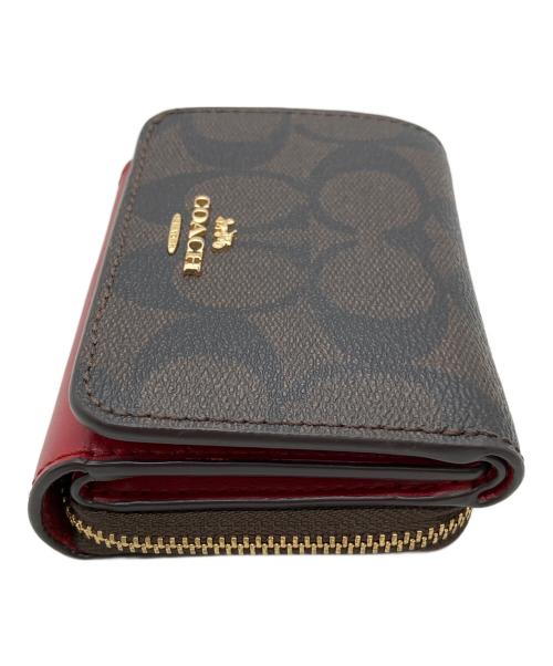 COACH（コーチ）COACH (コーチ) 3つ折り財布 ブラウン×レッドの古着・服飾アイテム