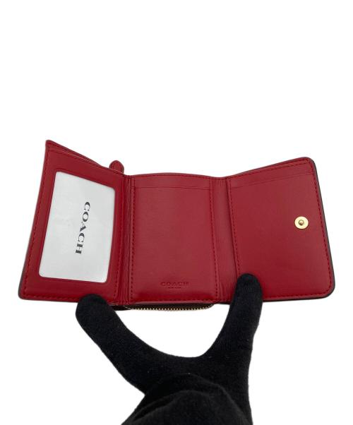 COACH（コーチ）COACH (コーチ) 3つ折り財布 ブラウン×レッドの古着・服飾アイテム