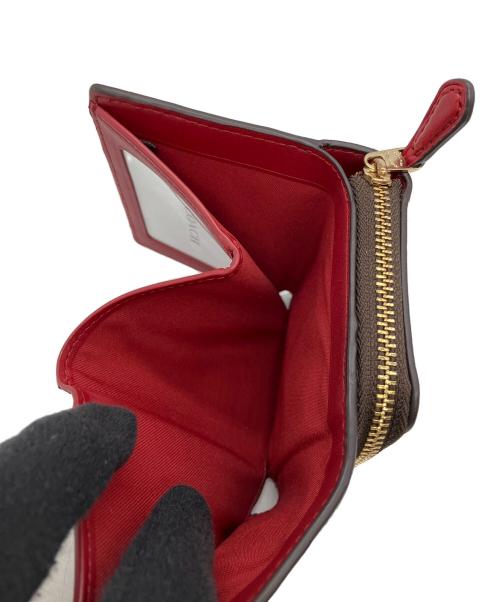 COACH（コーチ）COACH (コーチ) 3つ折り財布 ブラウン×レッドの古着・服飾アイテム