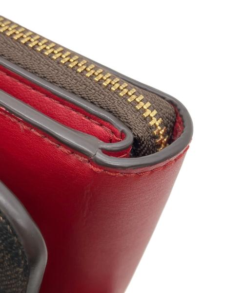 COACH（コーチ）COACH (コーチ) 3つ折り財布 ブラウン×レッドの古着・服飾アイテム