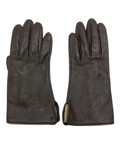 LOEWE（ロエベ）LOEWE (ロエベ) レザーグローブ ブラウンの古着・服飾アイテム