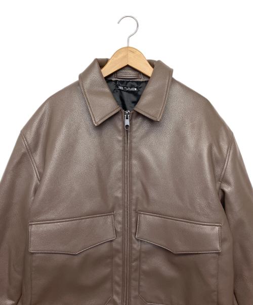 ZARA（ザラ）ZARA (ザラ) フェイクレザージャケット ブラウン サイズ:Lの古着・服飾アイテム