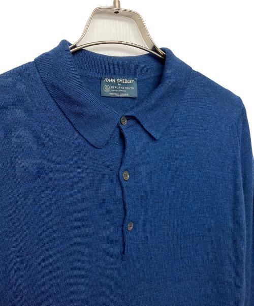 JOHN SMEDLEY（ジョンスメドレー）JOHN SMEDLEY (ジョンスメドレー) BEAUTY&YOUTH (ビューティーアンドユース) ニットポロシャツ ブルー サイズ:不明の古着・服飾アイテム