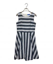 BLUE LABEL CRESTBRIDGE（ブルーレーベルクレストブリッジ）の古着「ノースリーブ・キャミソールワンピース」｜ネイビー×ホワイト