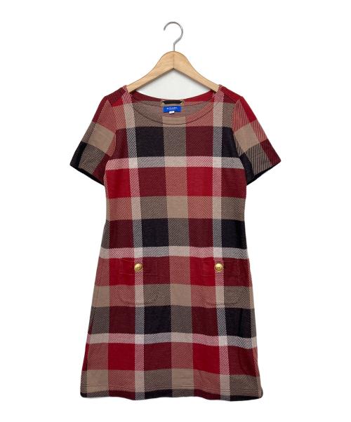 BLUE LABEL CRESTBRIDGE（ブルーレーベルクレストブリッジ）BLUE LABEL CRESTBRIDGE (ブルーレーベルクレストブリッジ) 半袖ワンピース レッド サイズ:38の古着・服飾アイテム