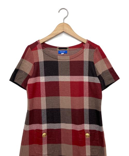 BLUE LABEL CRESTBRIDGE（ブルーレーベルクレストブリッジ）BLUE LABEL CRESTBRIDGE (ブルーレーベルクレストブリッジ) 半袖ワンピース レッド サイズ:38の古着・服飾アイテム