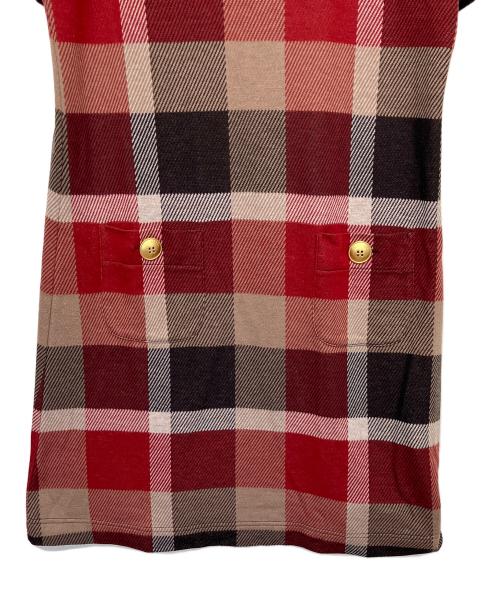 BLUE LABEL CRESTBRIDGE（ブルーレーベルクレストブリッジ）BLUE LABEL CRESTBRIDGE (ブルーレーベルクレストブリッジ) 半袖ワンピース レッド サイズ:38の古着・服飾アイテム