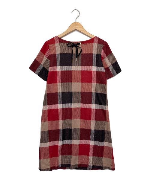 BLUE LABEL CRESTBRIDGE（ブルーレーベルクレストブリッジ）BLUE LABEL CRESTBRIDGE (ブルーレーベルクレストブリッジ) 半袖ワンピース レッド サイズ:38の古着・服飾アイテム