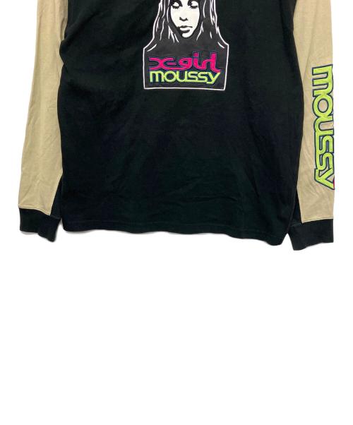 X-GIRL（エックスガール）X-GIRL (エックスガール) moussy (マウジー) 長袖カットソー ブラック×カーキ サイズ:FREEの古着・服飾アイテム